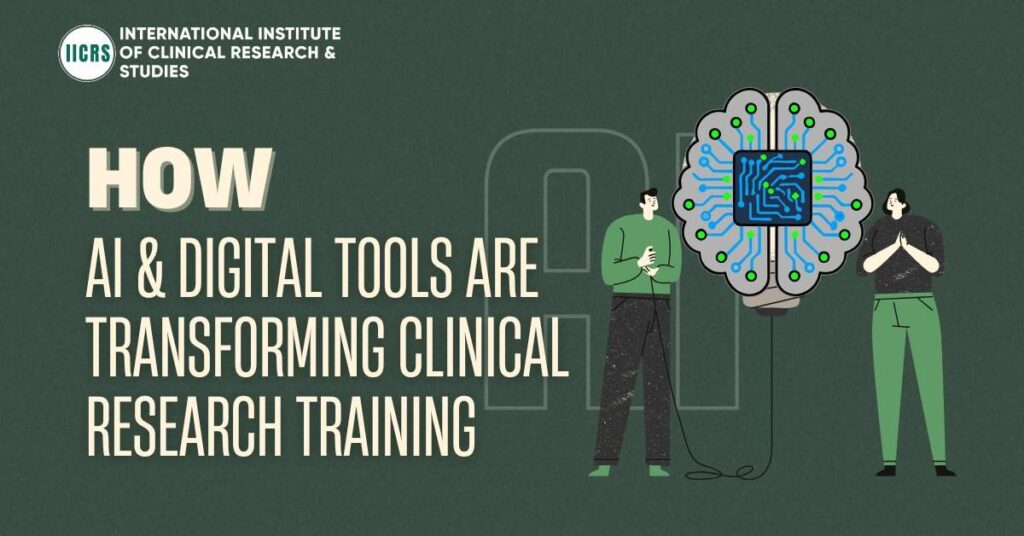 Students learning clinical research courses online with AI-powered digital tools and adaptive learning systems
