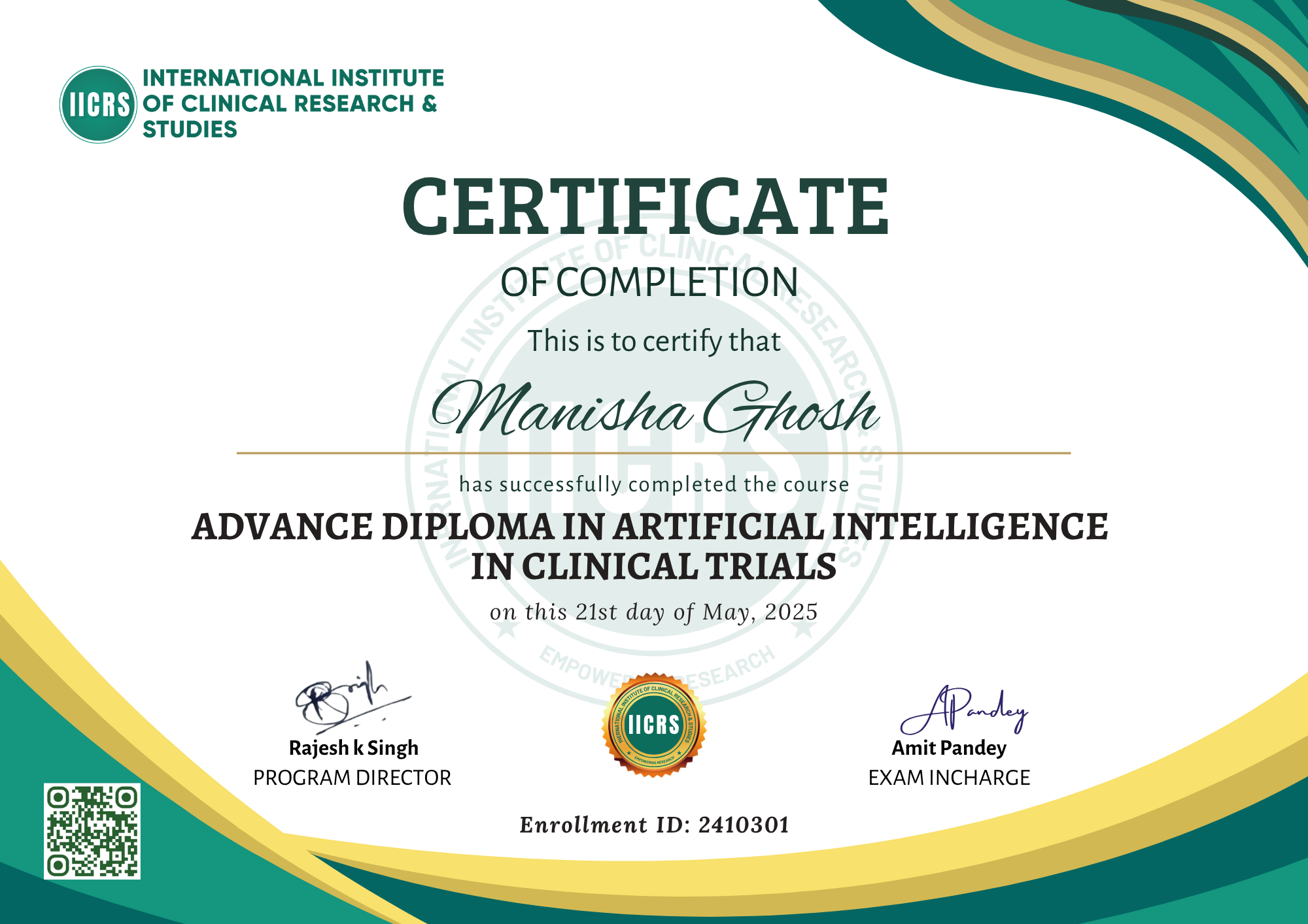 Certificate IICRS Sample International-Institute-of-Clinical-Research-&-Studies-sample-certificate